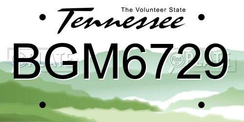 BGM6729 Tennessee License Plate
