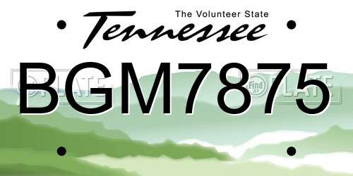 BGM7875 Tennessee License Plate