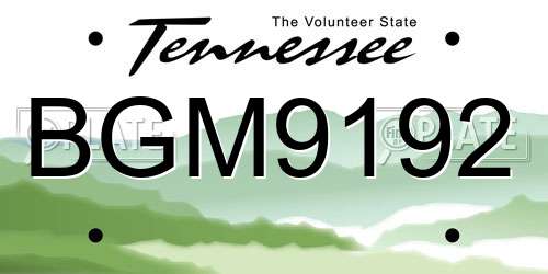 BGM9192 Tennessee License Plate
