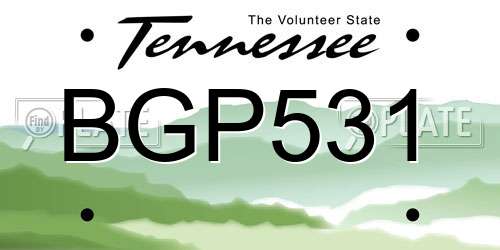 BGP531 Tennessee License Plate