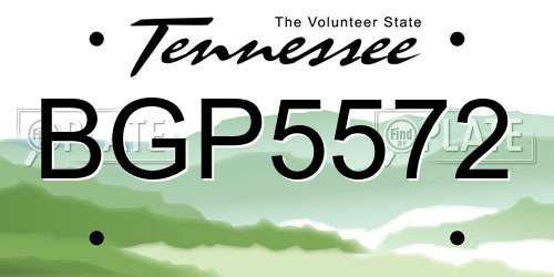BGP5572 Tennessee License Plate