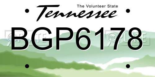 BGP6178 Tennessee License Plate