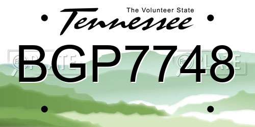 BGP7748 Tennessee License Plate