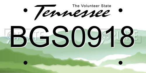 BGS0918 Tennessee License Plate