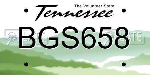 BGS658 Tennessee License Plate