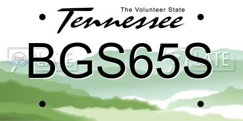 BGS65S Tennessee License Plate