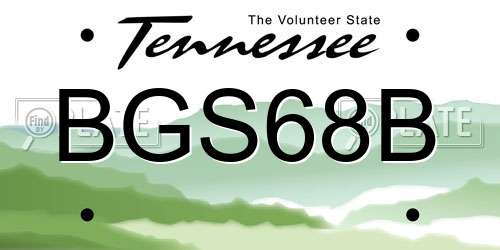 BGS68B Tennessee License Plate