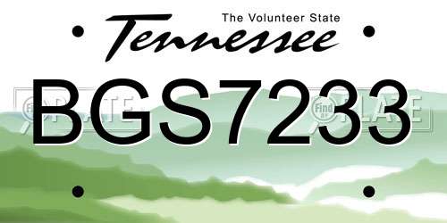 BGS7233 Tennessee License Plate