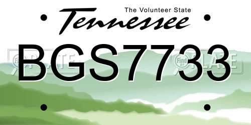 BGS7733 Tennessee License Plate
