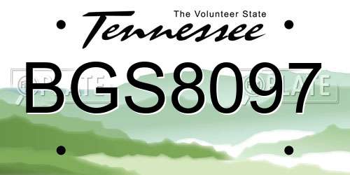 BGS8097 Tennessee License Plate