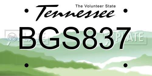 BGS837 Tennessee License Plate