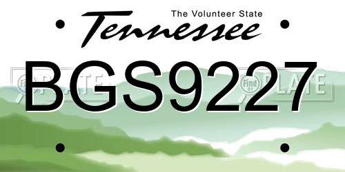 BGS9227 Tennessee License Plate