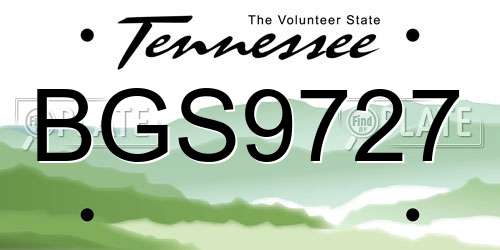 BGS9727 Tennessee License Plate