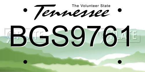 BGS9761 Tennessee License Plate