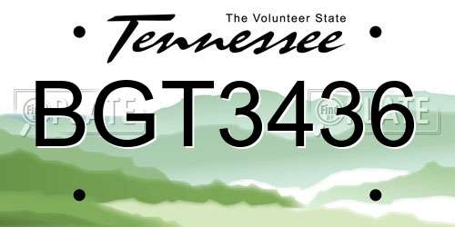 BGT3436 Tennessee License Plate