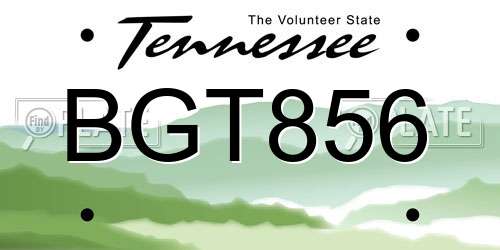 BGT856 Tennessee License Plate
