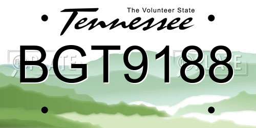 BGT9188 Tennessee License Plate