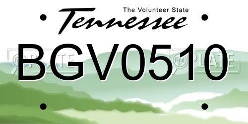 BGV0510 Tennessee License Plate