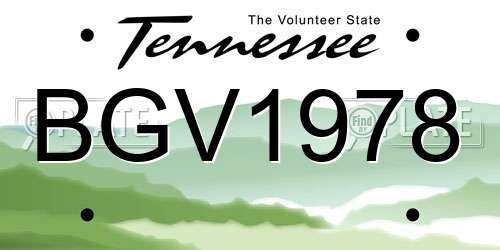 BGV1978 Tennessee License Plate