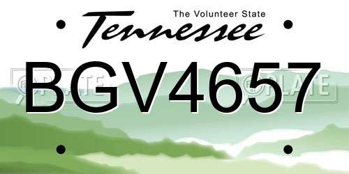 BGV4657 Tennessee License Plate