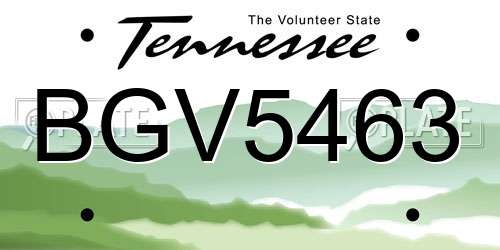 BGV5463 Tennessee License Plate