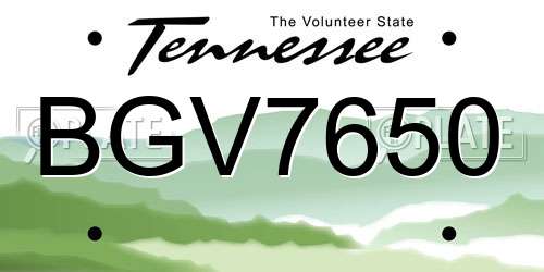 BGV7650 Tennessee License Plate