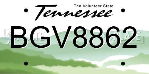 BGV8862 Tennessee License Plate