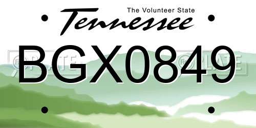 BGX0849 Tennessee License Plate