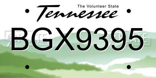 BGX9395 Tennessee License Plate