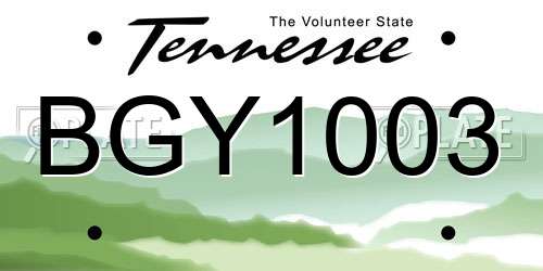 BGY1003 Tennessee License Plate