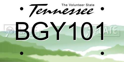 BGY101 Tennessee License Plate