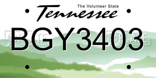 BGY3403 Tennessee License Plate