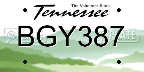 BGY387 Tennessee License Plate