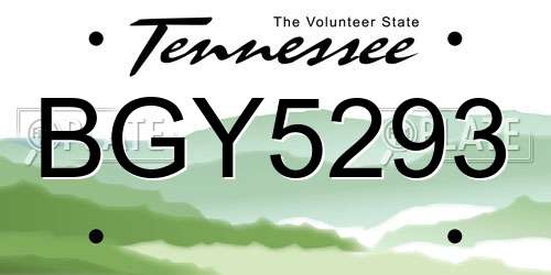 BGY5293 Tennessee License Plate