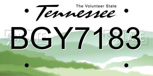 BGY7183 Tennessee License Plate