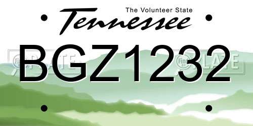 BGZ1232 Tennessee License Plate