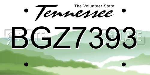 BGZ7393 Tennessee License Plate