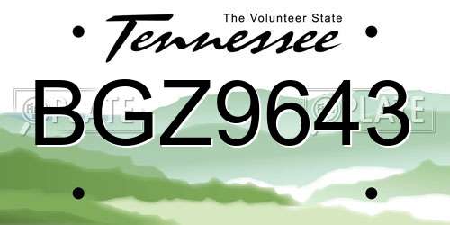 BGZ9643 Tennessee License Plate