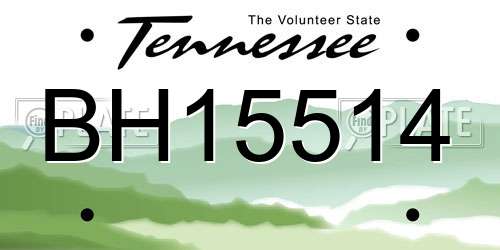 BH15514 Tennessee License Plate