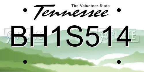BH1S514 Tennessee License Plate