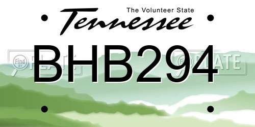 BHB294 Tennessee License Plate