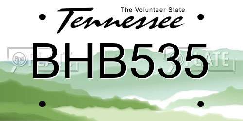 BHB535 Tennessee License Plate