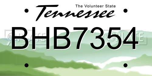 BHB7354 Tennessee License Plate