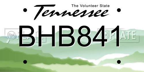 BHB841 Tennessee License Plate