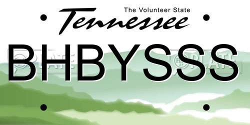 BHBYSSS Tennessee License Plate