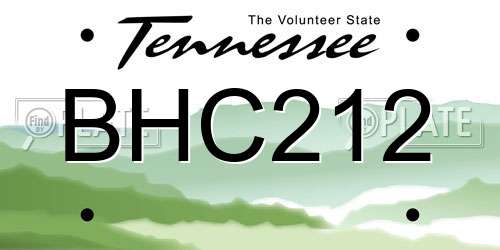BHC212 Tennessee License Plate
