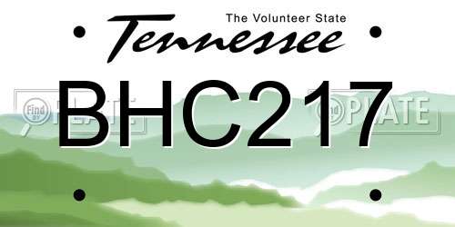 BHC217 Tennessee License Plate