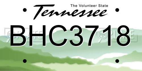 BHC3718 Tennessee License Plate