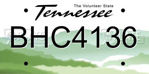 BHC4136 Tennessee License Plate