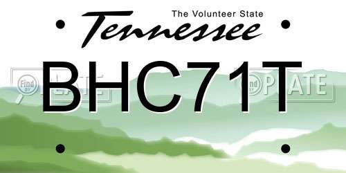 BHC71T Tennessee License Plate